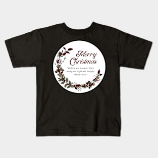 Merry Christmas Round Sticker 25 Kids T-Shirt